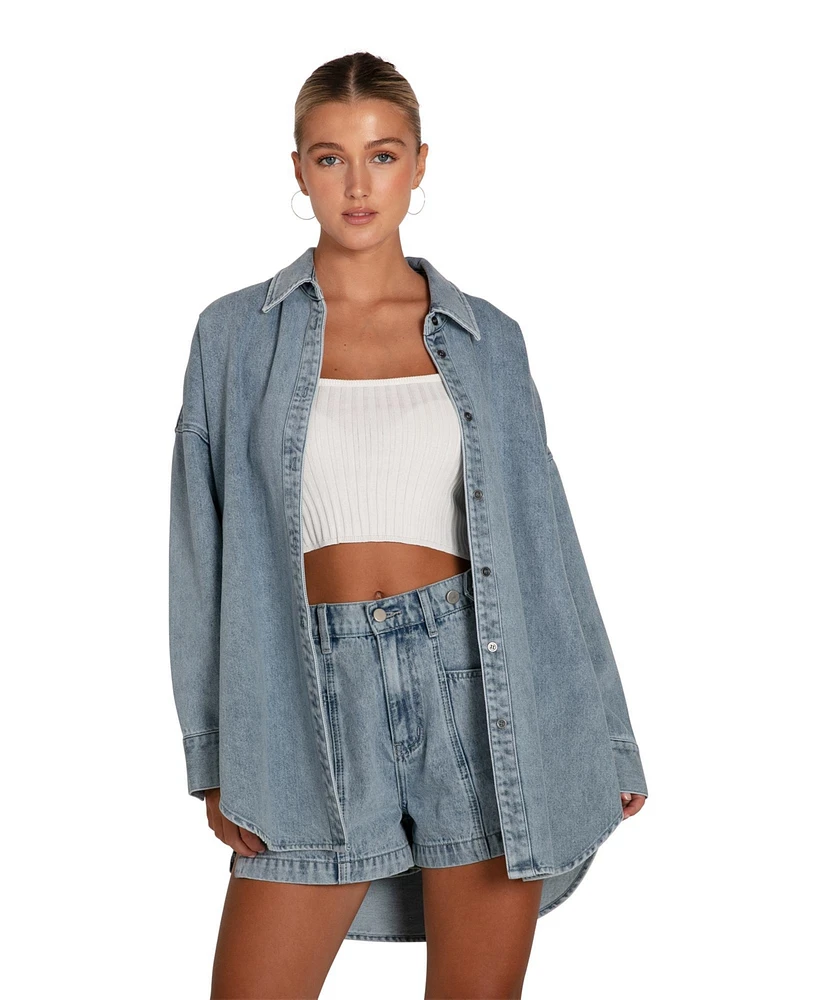 Belle & Bloom Women's Into Him Ovesized Denim Shirt