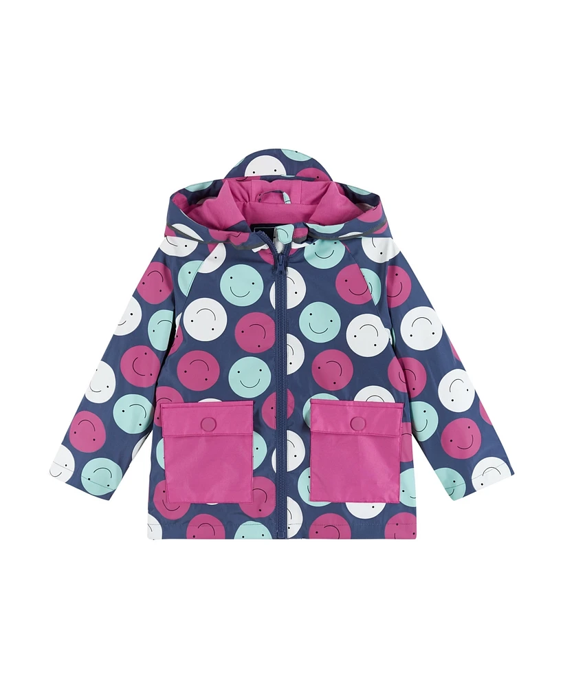 Andy & Evan Little Girls Smiley Print Color Change Raincoat