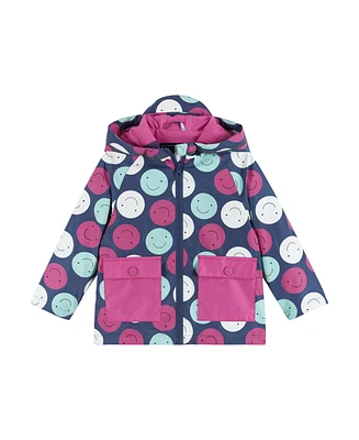 Andy & Evan Little Girls Smiley Print Color Change Raincoat