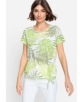 Olsen Women's Embellished Palm Print T-Shirt