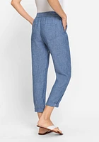 Olsen Women's Lisa Fit Straight Leg 100% Linen Drawstring Pant
