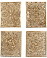 Rosemary Lane Gold Metal Scroll Wall Decor with Embossed Details, Set of 4 17"W, 17"H