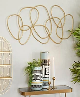 CosmoLiving by Cosmopolitan Gold Metal Abstract Interlocking Rings Wall Decor, 43" x 1" x 22"