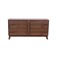 Emma+Oliver Beverly Mid-Century Modern Wooden Buffet With Soft Close Doors, Shelving And Sleek Tapered Legs With Protective Floor Glides