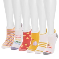 Muk Luks Women's 6 Pack Pickleball Ankle Socks, Retro Multi, One