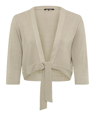 Olsen Women's 3/4 Sleeve Tie Waist Cropped Cardigan