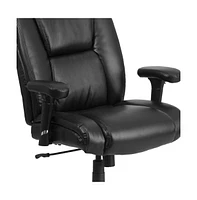 Emma+Oliver Big & Tall 400 Lb. Rated Leather Swivel Ergonomic Task Office Chair With Chrome Base And Adjustable Arms