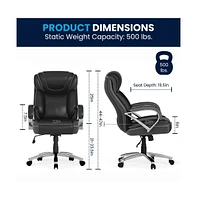 Emma+Oliver 500 Lb. Big & Tall Leathersoft Executive Ergonomic Office Chair With Wide Seat