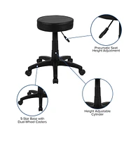 Emma+Oliver Adjustable Doctors Stool On Wheels With Ergonomic Molded Seat