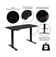 Emma+Oliver 48" Wide Electric Adjustable Standing Desk & Ribbed Office Chair