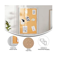 Cristal Cork Display Board With Wooden Frame And Push Pins