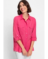 Olsen Women's Cotton Viscose Long Sleeve Shirt