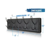 Rustic Coat Rack With Hooks -Wall Mount - Solid Pine Wood Entryway Hanger Farmhouse For Kitchen, Bedroom