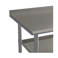 Nsf Certified Stainless Steel 18 Gauge Work Table With 1.5" Backsplash And 2 Undershelves