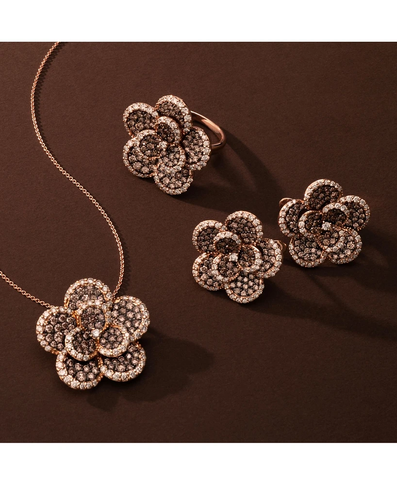 Le Vian Chocolate Diamond & Nude Diamond Flower Statement Earrings (2-5/8 ct. t.w.) in 14k Rose Gold