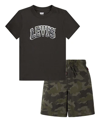 Levi's Little Boys Camo Logo Tee and Shorts Set