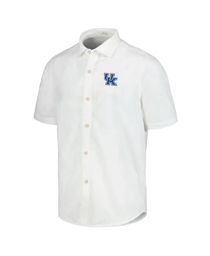 Tommy Bahama Men's White Kentucky Wildcats Coconut Point Palm Vista IslandZone Camp Button-Up Shirt