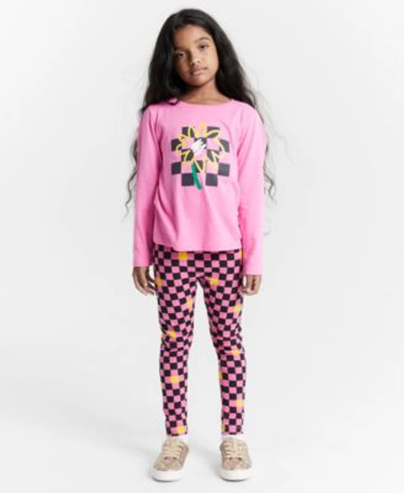 Epic Threads Girls Checker Flower T Shirt Checkerboard Print Leggings Nia Lace Up Shoes Created For Macys