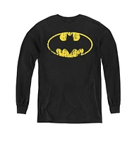 Batman Boys Youth Classic Logo Distressed Long Sleeve Sweatshirts