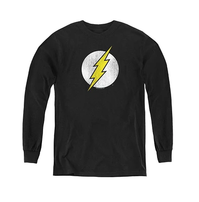 Flash Boys Dc Youth Comics Logo Distressed Long Sleeve Sweatshirts