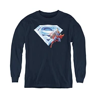 Superman Boys Youth & Crystal Logo Long Sleeve Sweatshirts