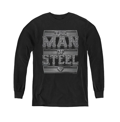 Superman Boys Youth Steel Text Long Sleeve Sweatshirts