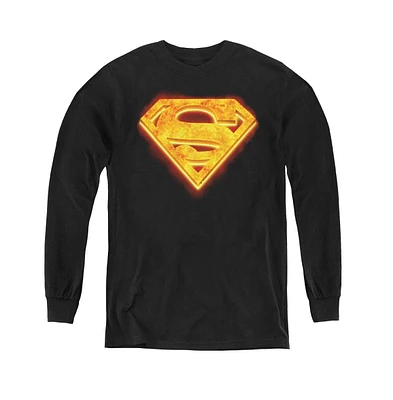 Superman Boys Youth Hot Steel Shield Long Sleeve Sweatshirts