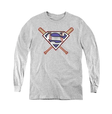 Superman Boys Youth Crossed Bats Long Sleeve Sweatshirts