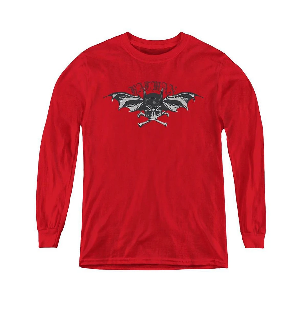 Batman Boys Youth Wings Of Wrath Long Sleeve Sweatshirts