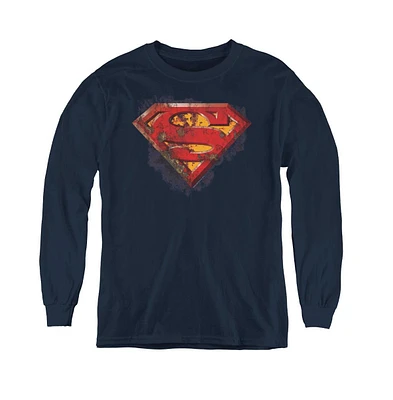 Superman Boys Youth Rusted Shield Long Sleeve Sweatshirts