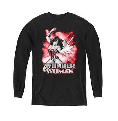 Justice League Boys of America Youth Wonder Woman Red & Gray Long Sleeve Sweatshirts