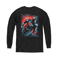 Superman Boys Youth Red Sun Long Sleeve Sweatshirts