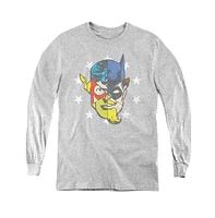 Justice League Boys of America Youth Face Off Long Sleeve Sweatshirts