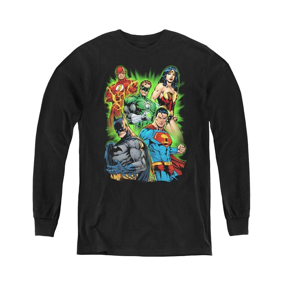 Justice League Boys of America Youth Will Power Long Sleeve Sweatshirts