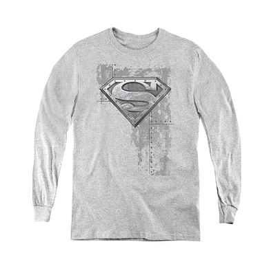 Superman Boys Youth Riveted Metal Long Sleeve Sweatshirts