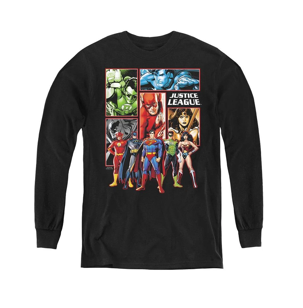 Justice League Boys of America Youth Panels Long Sleeve Sweatshirts