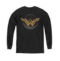 Wonder Woman Boys Movie Youth Distressed Logo Long Sleeve Sweatshirts