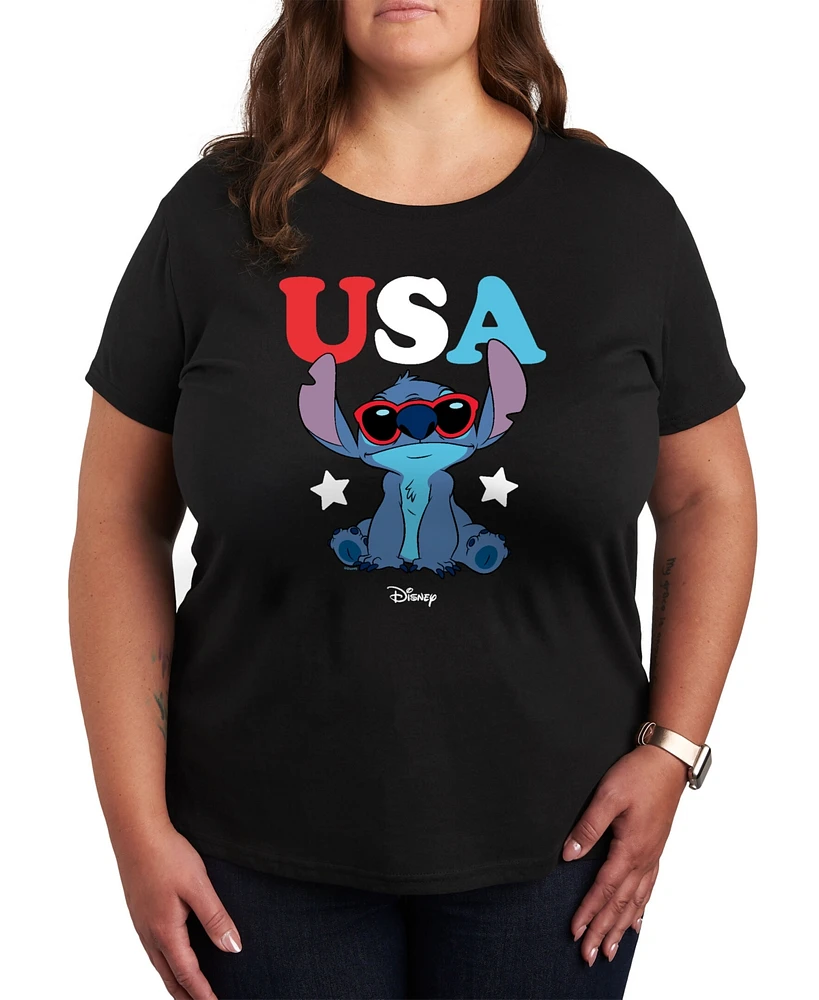 Hybrid Apparel Trendy Plus Stitch Usa Graphic T-Shirt