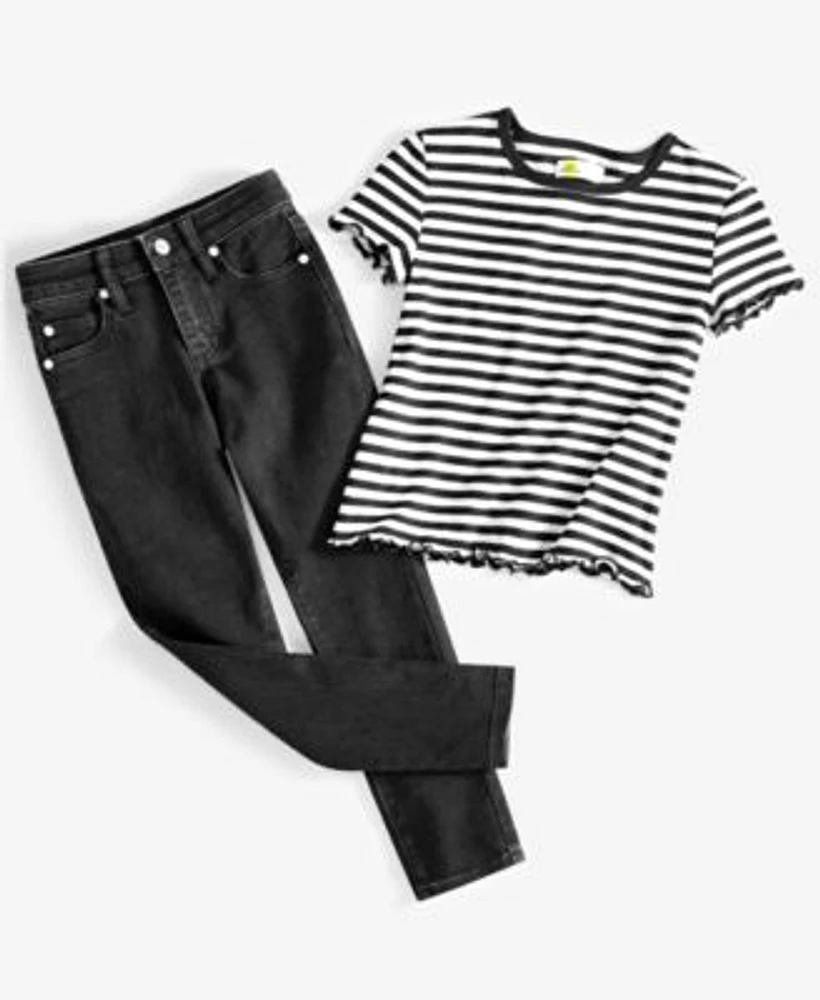 Epic Threads Girls Ribbed Knit Stripe T Shirt Tulipa Skinny Jeans Created For Macys