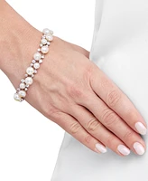 Arabella Freshwater Pearl (6 - 8-1/2mm) & Cubic Zirconia Link Bracelet in Sterling Silver