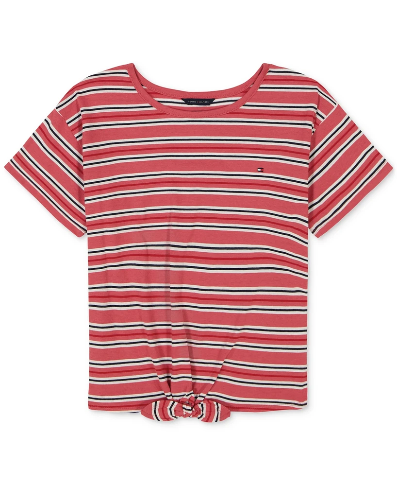 Tommy Hilfiger Little Girls Striped Tie-Front T-Shirt