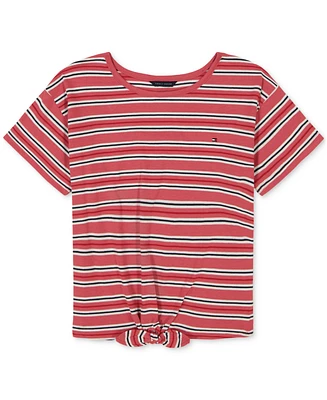 Tommy Hilfiger Little Girls Striped Tie-Front T-Shirt