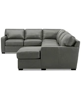 Radley 136" 5-Pc. Leather Square Corner Modular Chase Sectional, Created for Macy's