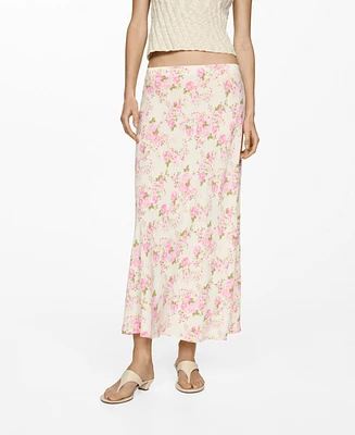Mango Women's Floral Midi Skirt