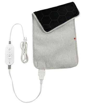 Sharper Image Calming Heat Massaging Weighted Heating Pad with Copper and Charcoal