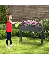 40" Raised Garden Bed with Legs Metal Elevated Planter Box Drainage Hole Backyard