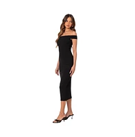 Edikted Women's Kyla Off Shoulder Ribbed Midi Dress