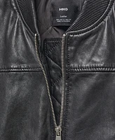 Mango Women's Leather Bomber Jacket