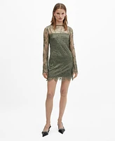 Mango Women's Embroidered Lace Dress