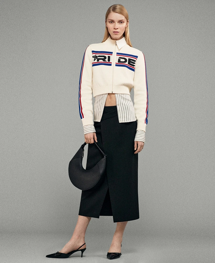 Mango Women's Zipper Crop Cardigan